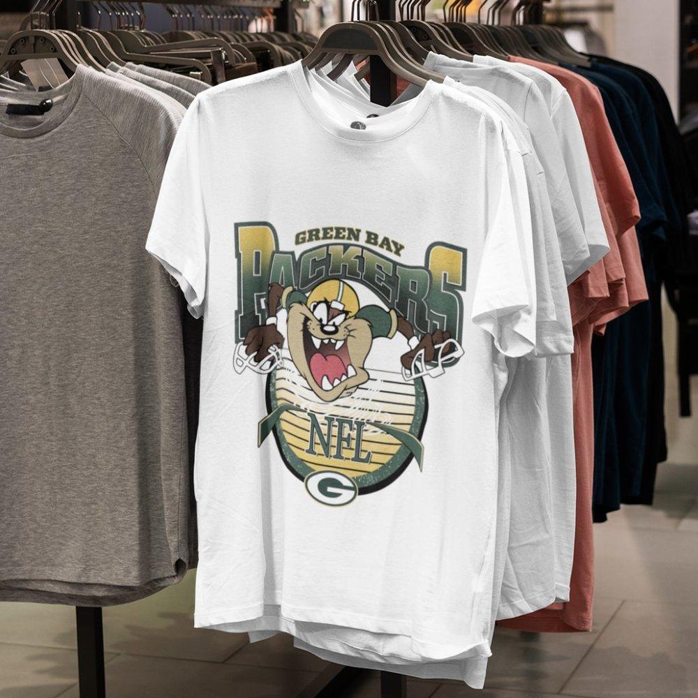 Vintage 90S Green Bay Packers Football Looney Tunes Taz Shirt
